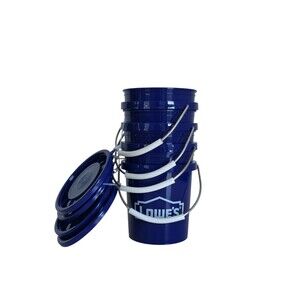 4 Lowe's Blue Mini Buckets With Lids 0.42 Qt BPA-Free